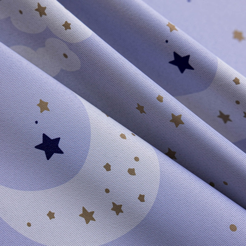 a close up of a curtain with stars on it