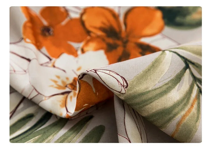 Rideau Gris Motifs Fleurs Orange