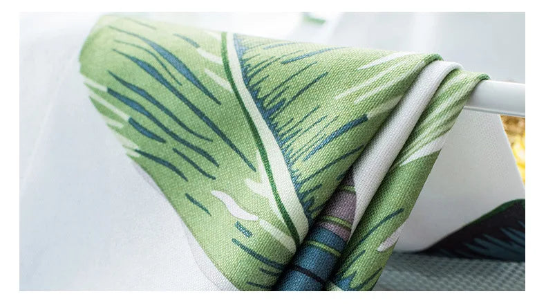 Rideau Leger Blanc Motifs Bleu Vert