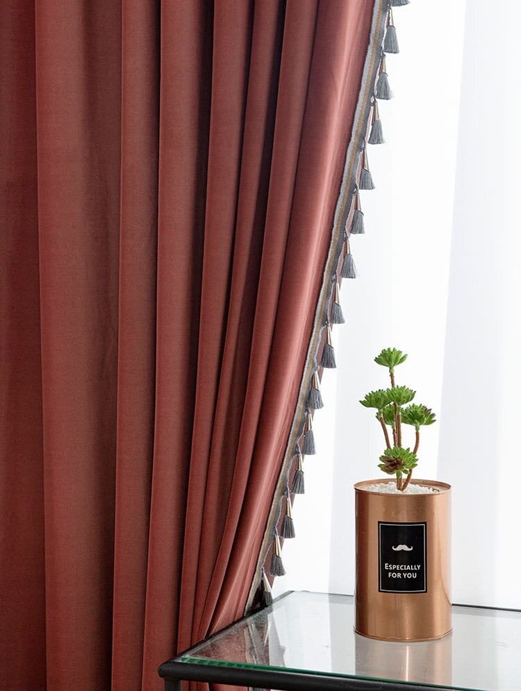 Rideau Salon Rouge et Gris