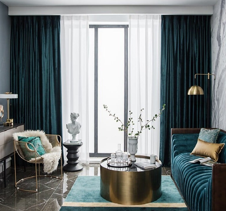 Rideau Satin Bleu