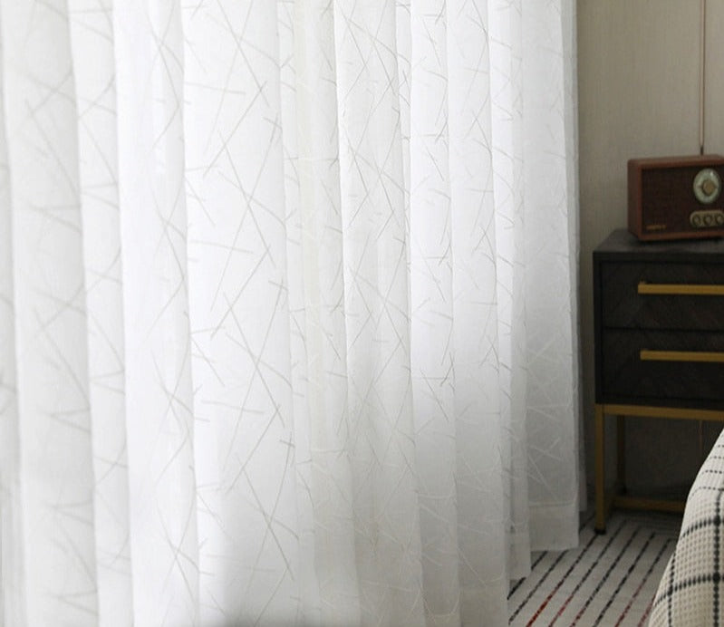 Rideau Voilage Blanc avec Motif