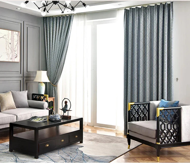 Rideau Bleu Luxe Motifs