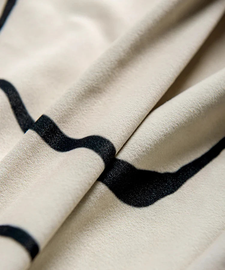 Rideau Blanc Motifs Noir Velours