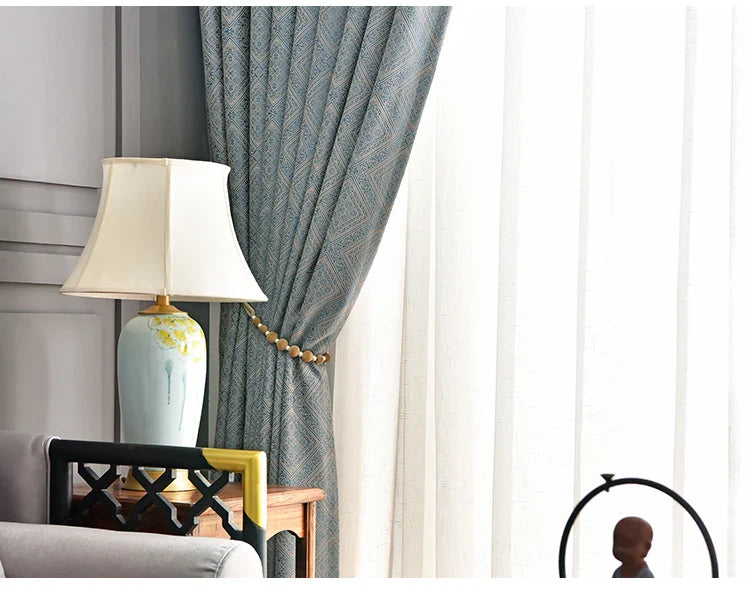 Rideau Bleu Luxe Motifs