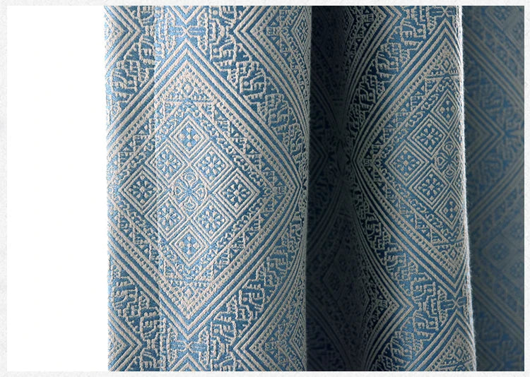 Rideau Bleu Luxe Motifs