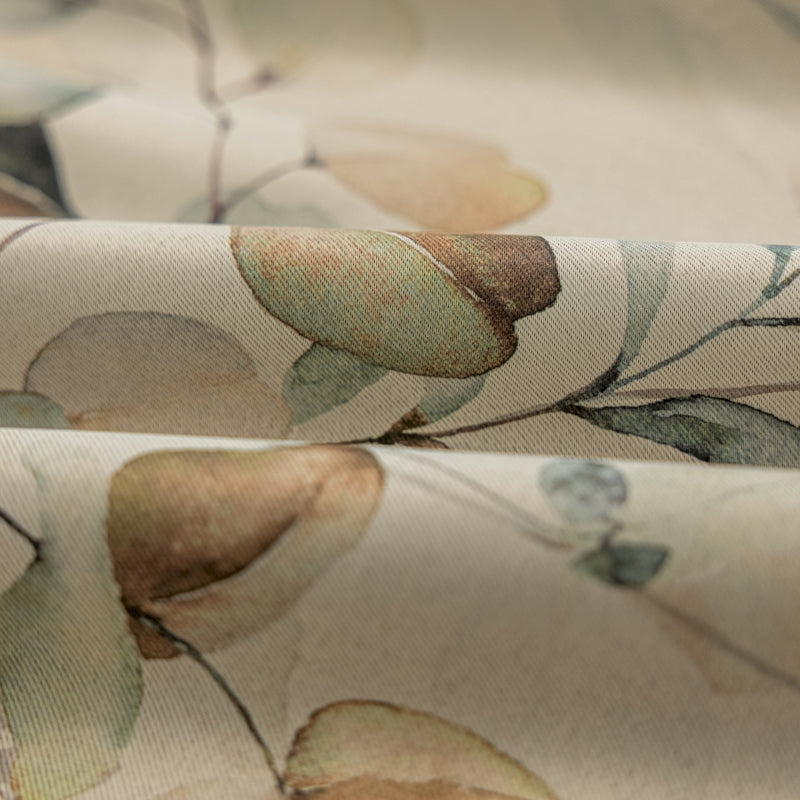 a close up view of a flowered curtain