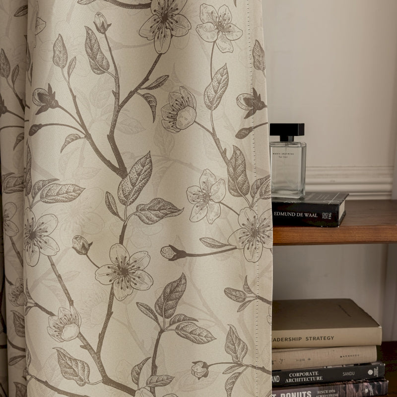 a curtain with a flower pattern on it